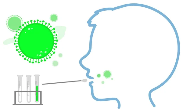 Prueba Coronavirus Con Hisopo Niño Ilustración Vectorial Aislada Sobre Fondo — Vector de stock