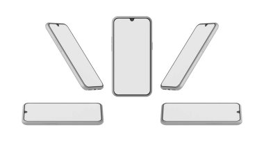 White Smart Phone beyaz arka planda izole edildi. 3B görüntüleme