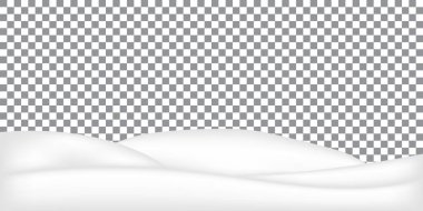 Gerçekçi rüzgârla oluşan kar yığını üzerinde şeffaf arka plan izole. Karlı manzara. Vektör çizim kar Hills.