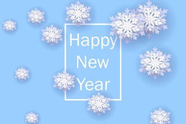 Mutlu yeni yıl 2019. Kar taneleri ile Noel başlık. Vektör çizim yağan kar ile.