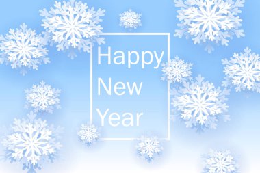 Mutlu yeni yıl 2019. Kar taneleri ile Noel başlık. Vektör çizim yağan kar ile.