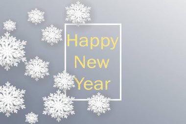 Mutlu yeni yıl 2019. Kar taneleri ile Noel başlık. Vektör çizim yağan kar ile.