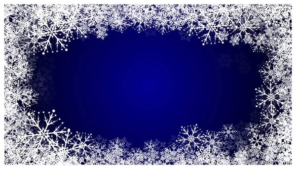 Weihnachtsblauer Hintergrund Mit Schneeflocken Schnee Den Ferien — Stockvektor