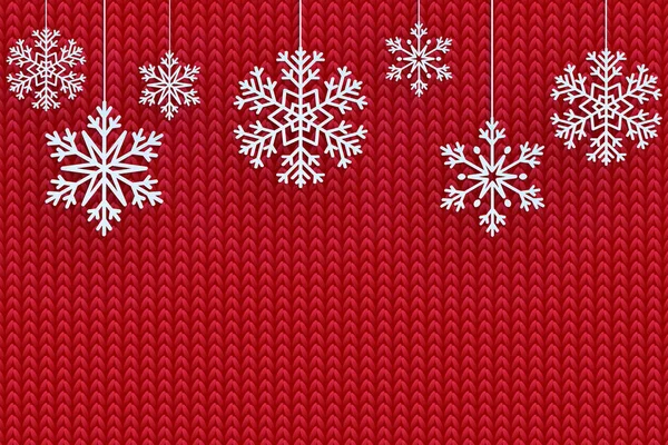 Kerstmis Achtergrond Met Decoratieve Sneeuwvlok Brei Patroon Prettige Kerstdagen Gelukkig — Stockvector