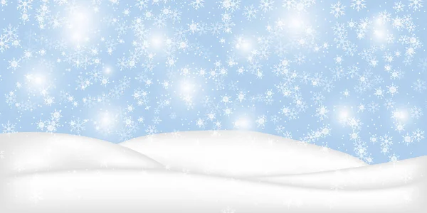 立ち下がり雪のクリスマス風景 雪背景 現実的な吹きだまりが分離されました ベクトル図 — ストックベクタ