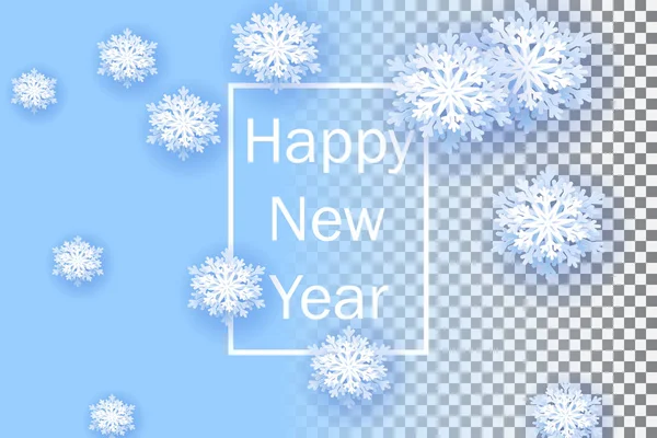Flocons Neige Sur Fond Transparent Bonne Année 2019 Bannière Noël — Image vectorielle