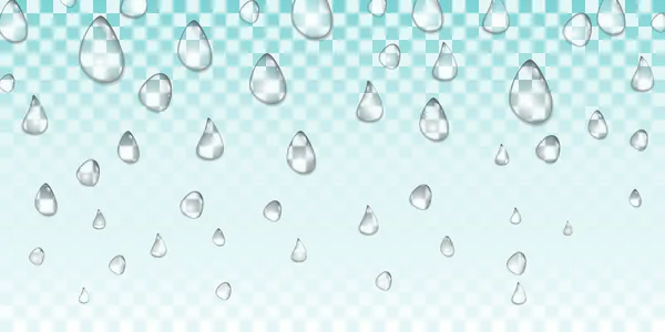 Gotas Agua Realistas Aisladas Sobre Fondo Transparente Ilustración Vectorial — Archivo Imágenes Vectoriales