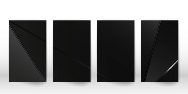 Soyut poligonal model. Gümüş bir geometrik şekillerle lüks karanlık kapak tasarımı. Çokgen kapak şablonu. Vektör çizim.