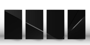 Soyut poligonal model. Gümüş bir geometrik şekillerle lüks karanlık kapak tasarımı. Çokgen kapak şablonu. Vektör çizim.