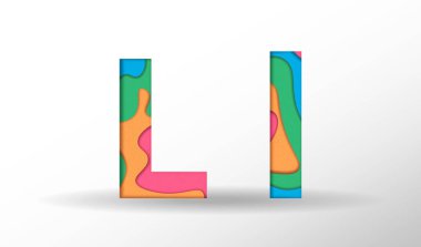 Kağıt kesme harfi A. Vektör illüstrasyon. Gerçekçi 3d trendy alfabe. Beyaz arka planda gölgesi olan Papercut efekti yazı tipi.