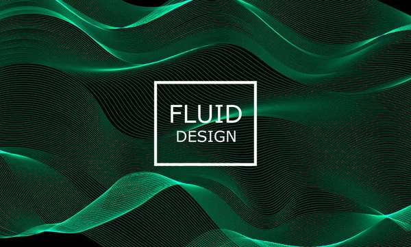 Design delle forme di flusso. Astratto 3d luce verde . — Vettoriale Stock