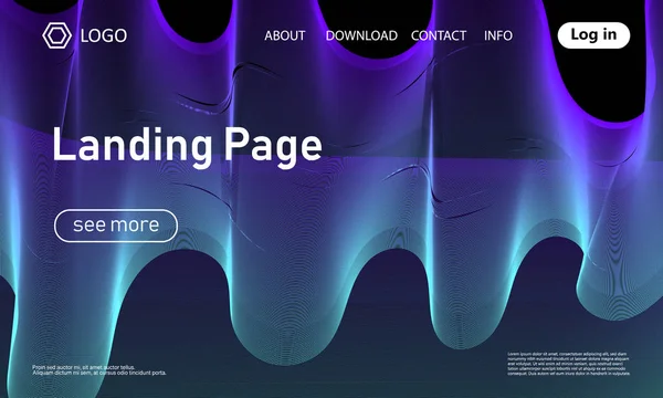 Modelo de landing page. Líquido abstrato — Vetor de Stock