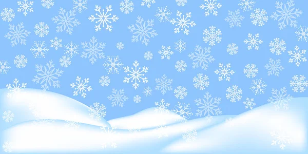 Paisaje navideño con copos de nieve . — Vector de stock