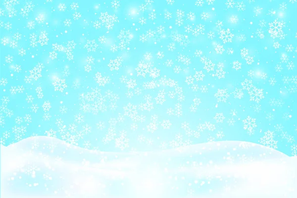 Paisaje navideño con copos de nieve . — Vector de stock