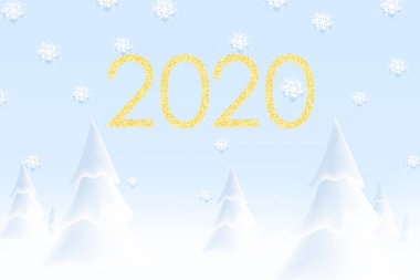 Mutlu Yıllar 2020. Düşen kar.