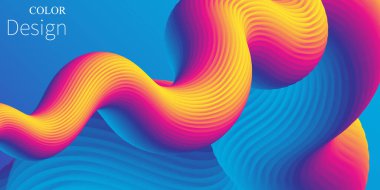 Üç boyutlu dalga. Canlı bir arkaplan. Sıvı Renkler. Vektör.