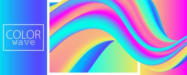 Sıvı Poster. Üç boyutlu dalga. Sıvı Renk. Vektör.