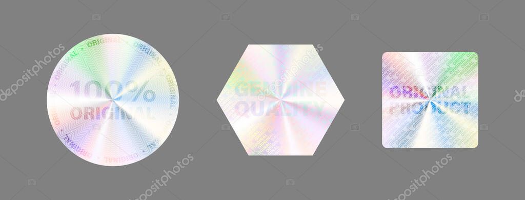 Hologram Label Set Isolate Vector Hologram Sticker