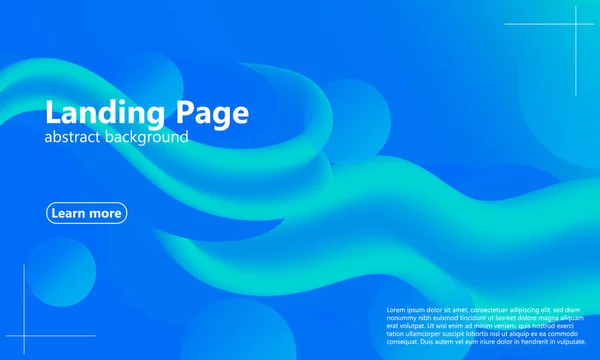 Flüssigkeitsfluss. Landing Page. Blaue Welle. Vektor — Stockvektor