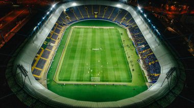 Kharkiv, Ukrayna - 08 Ekim 2019: Metalist stadyumun en üst manzarası