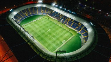 Kharkiv, Ukrayna - 08 Ekim 2019: Metalist stadyumun en üst manzarası