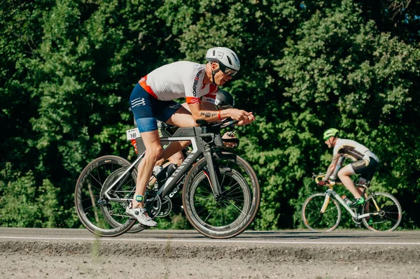 Kharkiv Ucraina Agosto 2019 Concorso Ciclistico Triatleta Cavallo Alta Velocità — Foto Stock