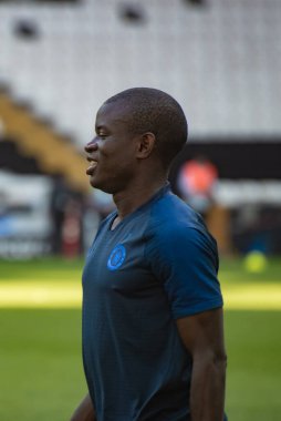 İstanbul, Türkiye - 13 Ağustos 2019: Chelsea - Liverpool Süper Kupası öncesi antrenman Ngolo Kante