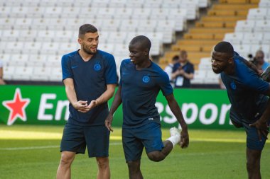 İstanbul, Türkiye - 13 Ağustos 2019: Chelsea - Liverpool Süper Kupası öncesi antrenman Ngolo Kante