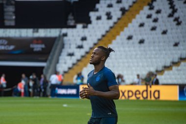 İstanbul, Türkiye - 13 Ağustos 2019: Michy Batshuayi Süper Kupa Chelsea - Liverpool maçının ön antrenmanı
