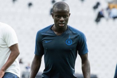 İstanbul, Türkiye - 13 Ağustos 2019: Chelsea - Liverpool Süper Kupası öncesi antrenman Ngolo Kante