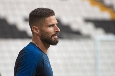 İstanbul, Türkiye - 13 Ağustos 2019: Olivier Giroud Süper Kupa öncesi antrenman Chelsea - Liverpool
