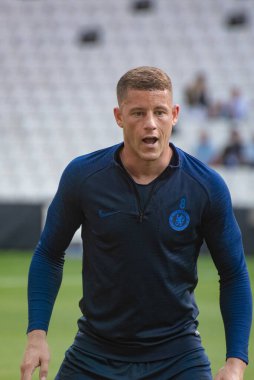 İstanbul, Türkiye - 13 Ağustos 2019: Ross Barkley Süper Kupa Chelsea-Liverpool maçının ön antrenmanında