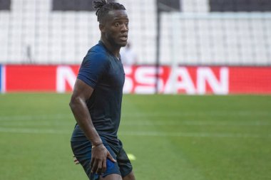 İstanbul, Türkiye - 13 Ağustos 2019: Michy Batshuayi Süper Kupa Chelsea - Liverpool maçının ön antrenmanı