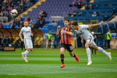 Kharkiv, Ukrayna - 13 Nisan 2019: Manor Solomon, Shakhtar 'ın orta saha oyuncusu Zorya Luhansk maçında