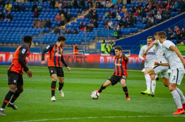 Kharkiv, Ukrayna - 13 Nisan 2019: Manor Solomon, Shakhtar 'ın orta saha oyuncusu Zorya Luhansk maçında