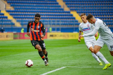 Kharkiv, Ukrayna - 13 Nisan 2019: Tete, Zorya Luhansk maçında Shakhtar 'ın orta saha oyuncusu