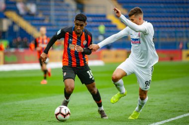 Kharkiv, Ukrayna - 13 Nisan 2019: Tete, Zorya Luhansk maçında Shakhtar 'ın orta saha oyuncusu