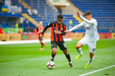 Kharkiv, Ukrayna - 13 Nisan 2019: Tete, Zorya Luhansk maçında Shakhtar 'ın orta saha oyuncusu