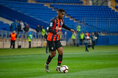 Kharkiv, Ukrayna - 13 Nisan 2019: Tete, Zorya Luhansk maçında Shakhtar 'ın orta saha oyuncusu