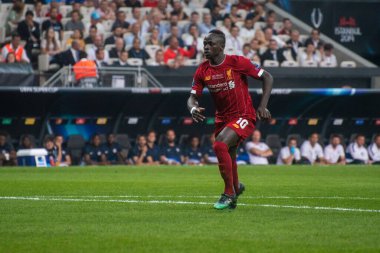 İstanbul, Türkiye - 14 Ağustos 2019: UEFA Süper Kupası sırasında Liverpool FC 'nin Sadio Mane oyuncusu.