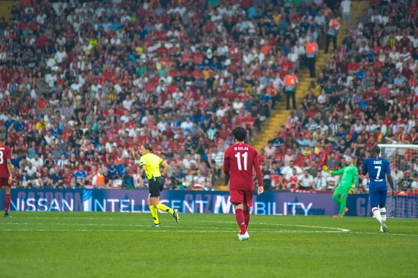 이스탄불 2019 모하메드살라 리버풀 Uefa 슈퍼컵 경기에서 보다폰 파크에서 첼시와 — 스톡 사진