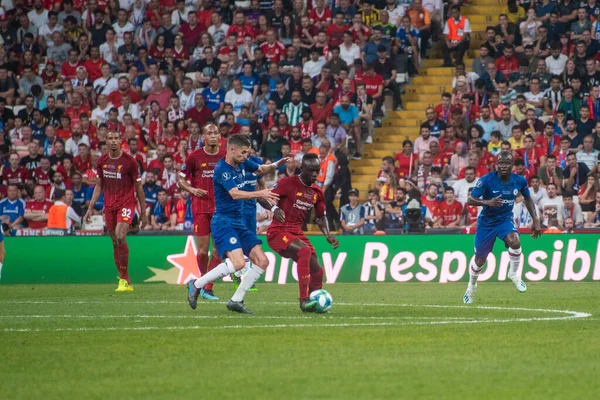 イスタンブール トルコ 8月14 2019 Uefaスーパーカップでの掘削でリバプールFcのサディオ マン選手 — ストック写真