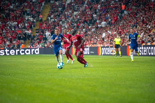 Istanbul Turkey August 2019 Sadio Mane Player Liverpool Drilling Uefa — Stock Photo, Image