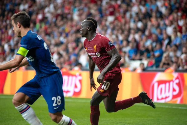 イスタンブール トルコ 8月14 2019 Uefaスーパーカップ中のリバプールFcのサディオ マン選手 — ストック写真