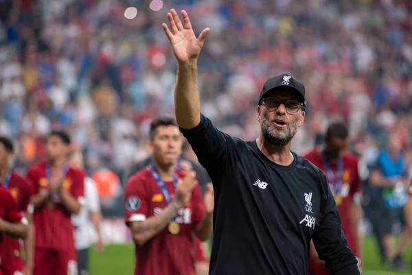 Istanbul Turkey August 2019 Jurgen Klopp Coach Manager Liverpool Celebrating — Stock Photo, Image