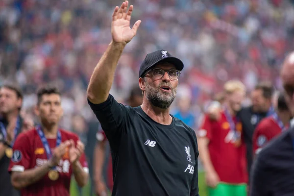 Istambul Turquia Agosto 2019 Jurgen Klopp Treinador Gerente Liverpool Comemorando — Fotografia de Stock