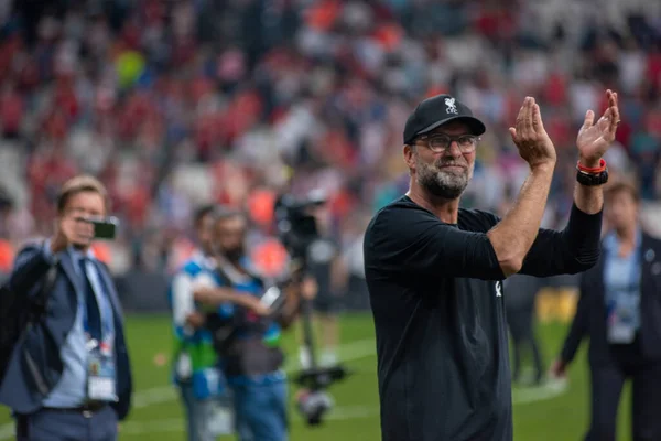 Istanbul Turkey Srpna 2019 Jurgen Klopp Trenér Manažer Liverpoolu Slaví — Stock fotografie