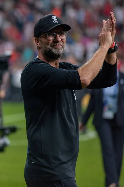 Istambul Turquia Agosto 2019 Jurgen Klopp Treinador Gerente Liverpool Comemorando — Fotografia de Stock