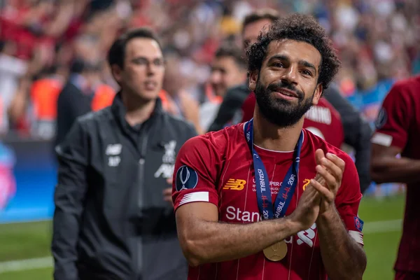 Istanbul Turkiet Augusti 2019 Mohammed Salah Framför Liverpool Slutet Uefa — Stockfoto