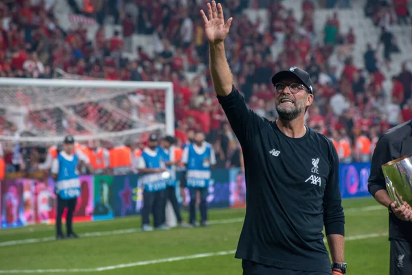 Istambul Turquia Agosto 2019 Jurgen Klopp Treinador Liverpool Final Jogo — Fotografia de Stock